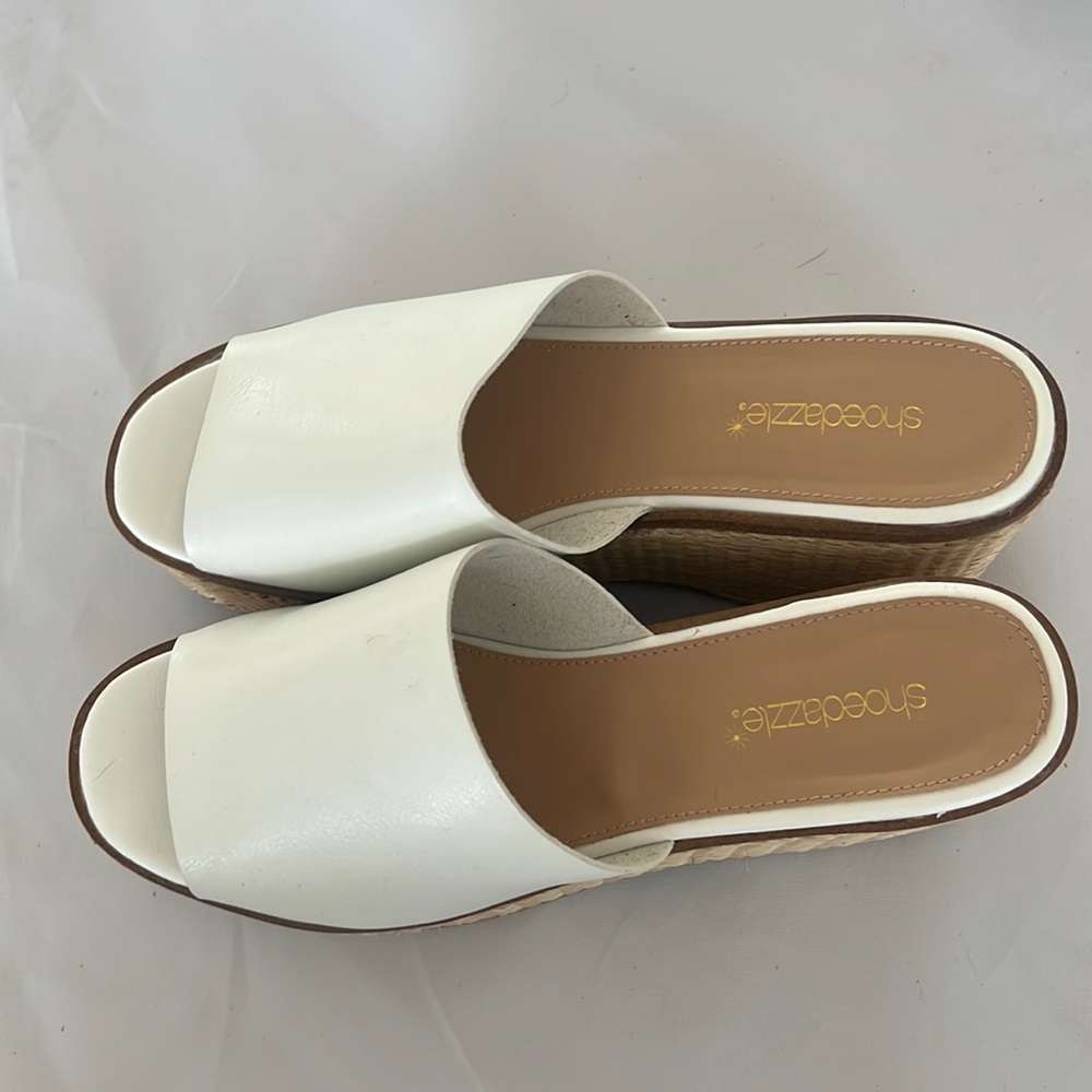 White platform wedge